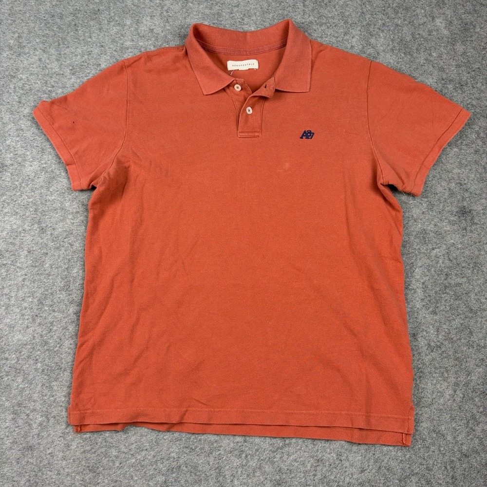 Aeropostale Polo Shirt Mens XL Burnt Orange Short Sleeve A87 Logo Pique Cotton